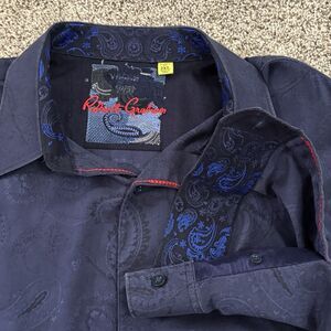 Robert Graham Classic Fit Paisley Button Up Blue Shirt Men's Size 2XL